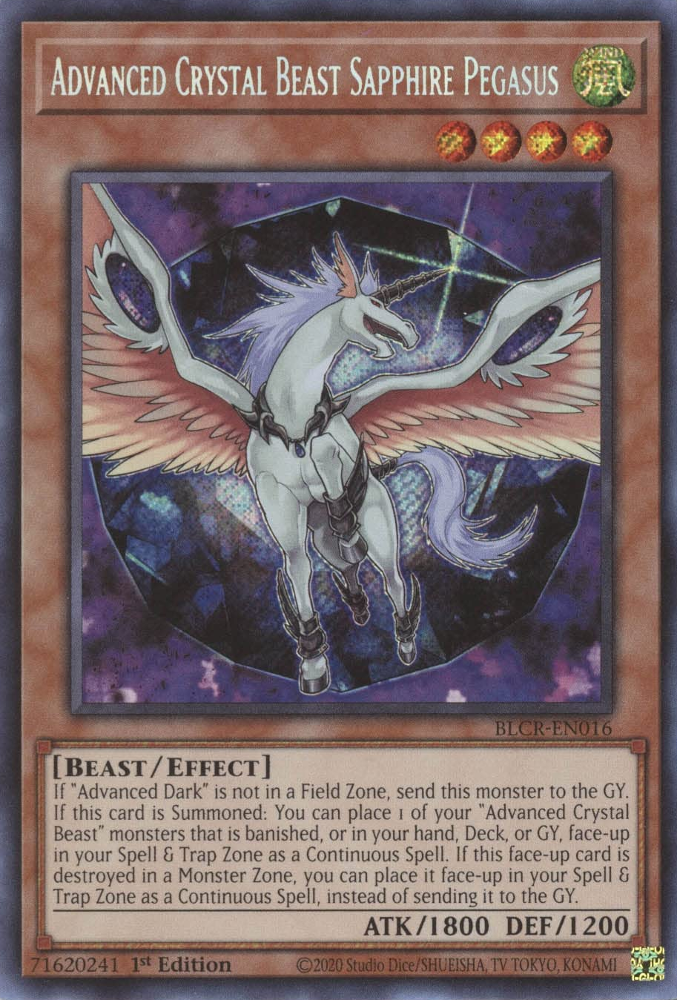 Advanced Crystal Beast Sapphire Pegasus [BLCR-EN016] Secret Rare | Exor Games Summserside