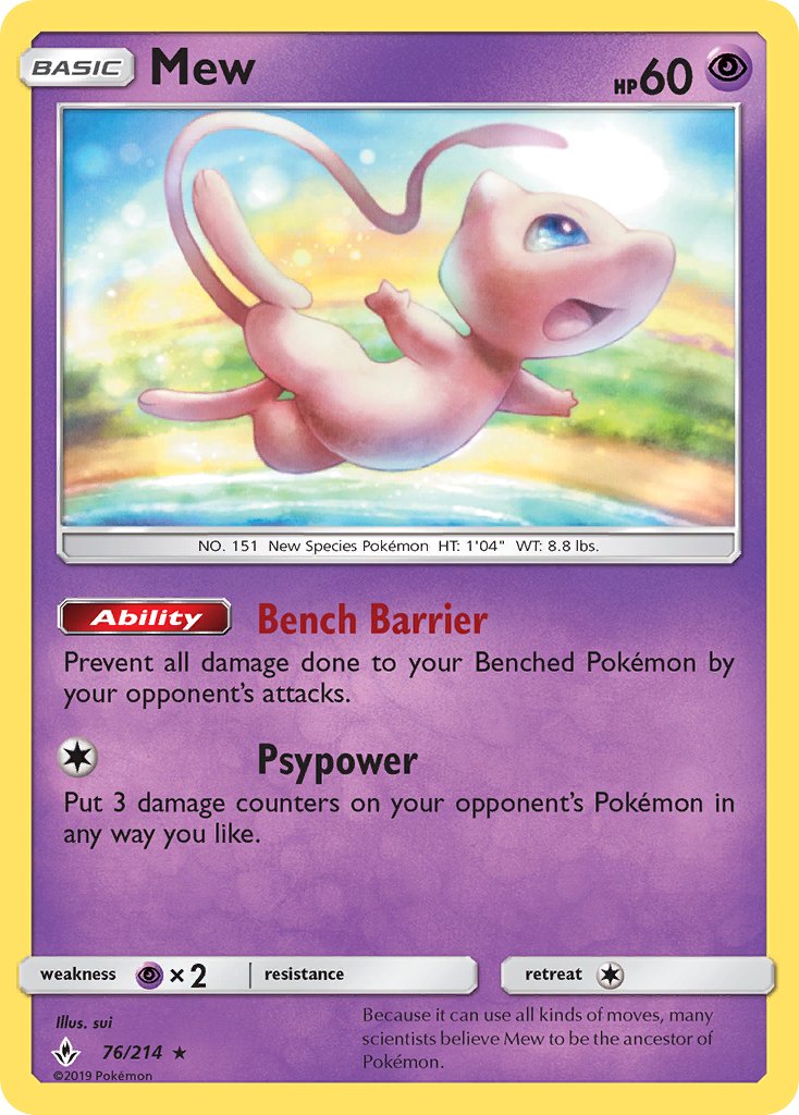 Mew (76/214) (Theme Deck Exclusive) [Sun & Moon: Unbroken Bonds] | Exor Games Summserside