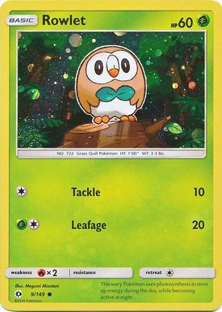 Rowlet (9/149) (Cosmos Holo) [Sun & Moon: Base Set] | Exor Games Summserside