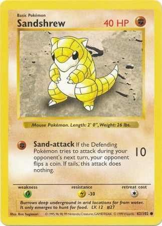 Sandshrew (62/102) [Base Set Shadowless Unlimited] | Exor Games Summserside