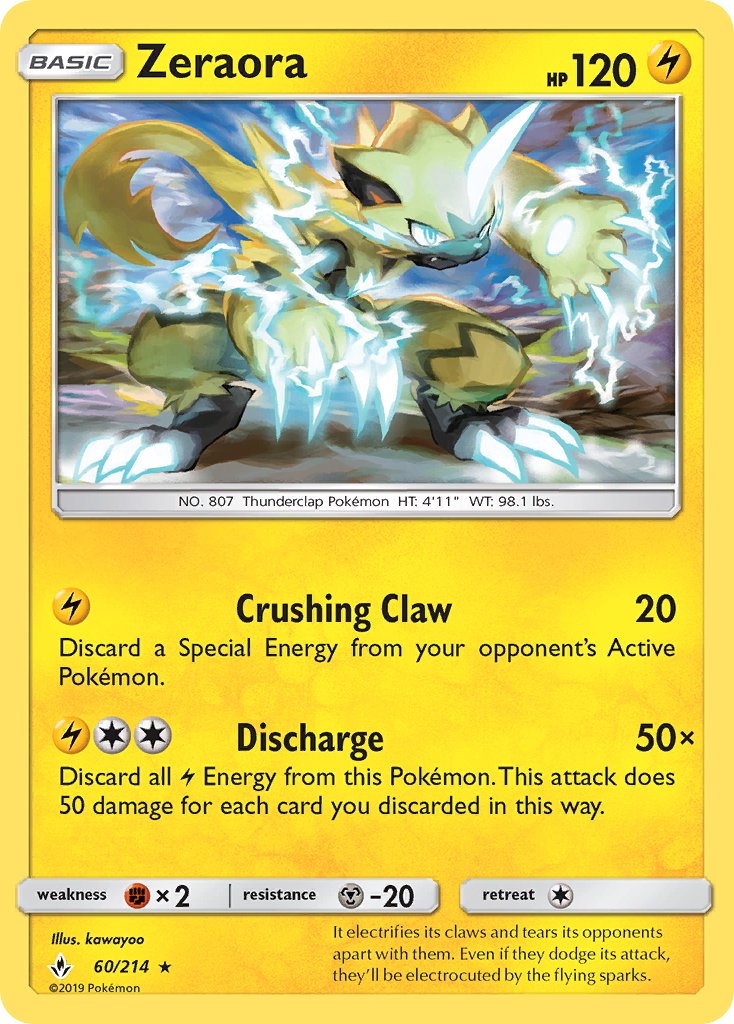 Zeraora (60/214) (Cracked Ice Holo) (Theme Deck Exclusive) [Sun & Moon: Unbroken Bonds] | Exor Games Summserside