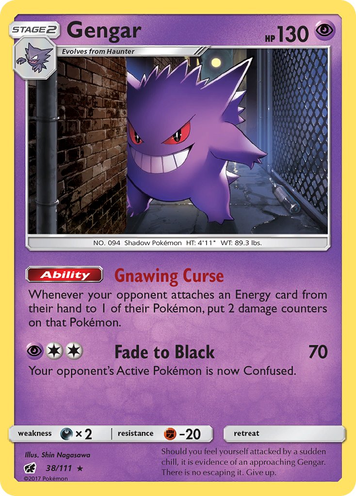 Gengar (38/111) (Prerelease Kit Exclusive) (Theme Deck Exclusive) [Sun & Moon: Crimson Invasion] | Exor Games Summserside