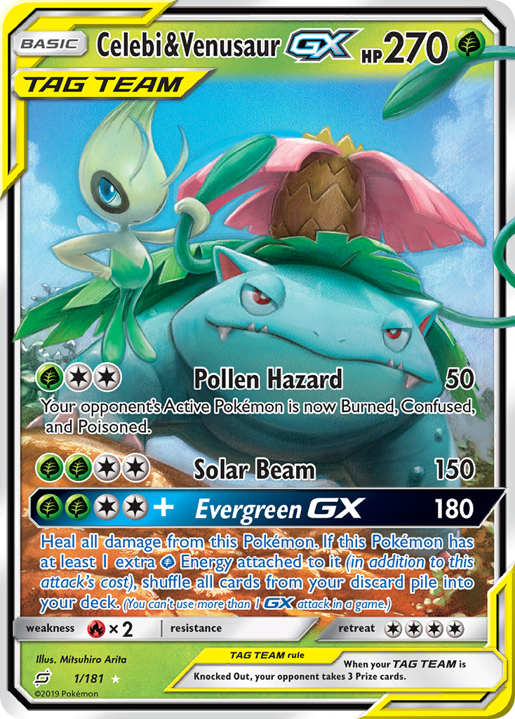 Celebi & Venusaur GX (1/181) [Sun & Moon: Team Up] | Exor Games Summserside