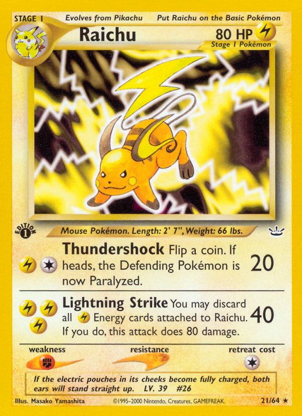 Raichu (21/64) [Neo Revelation 1st Edition] | Exor Games Summserside