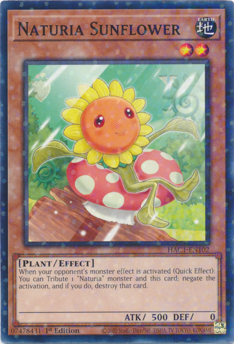 Naturia Sunflower (Duel Terminal) [HAC1-EN102] Parallel Rare | Exor Games Summserside