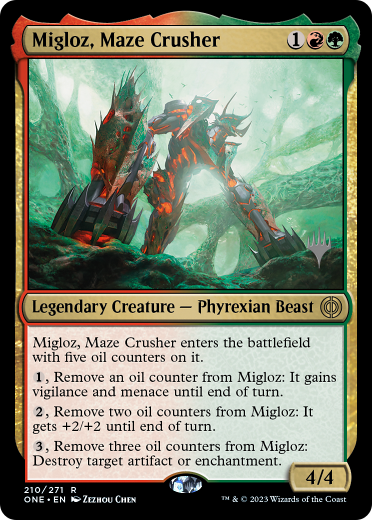 Migloz, Maze Crusher (Promo Pack) [Phyrexia: All Will Be One Promos] | Exor Games Summserside