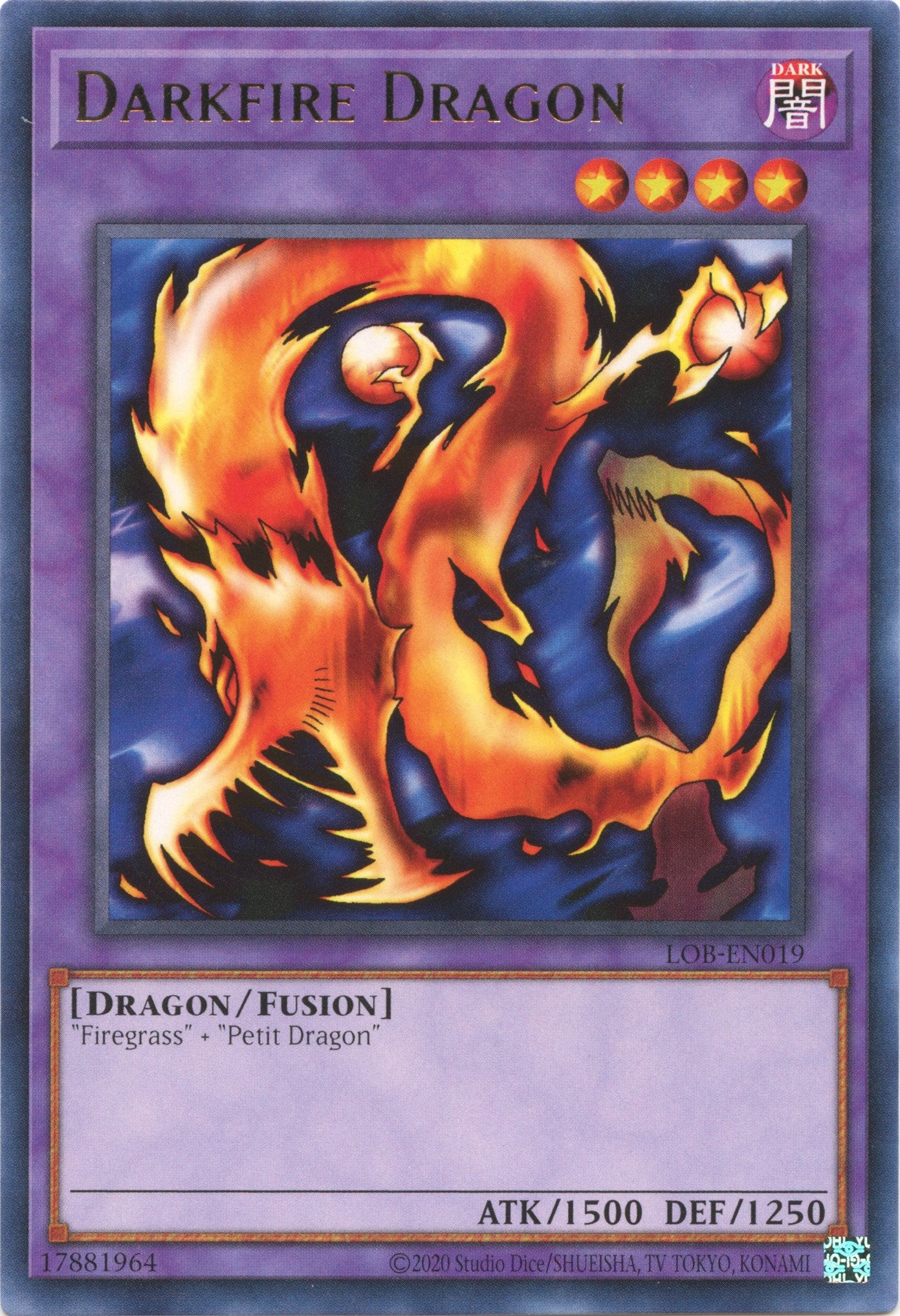 Darkfire Dragon (25th Anniversary) [LOB-EN019] Rare | Exor Games Summserside