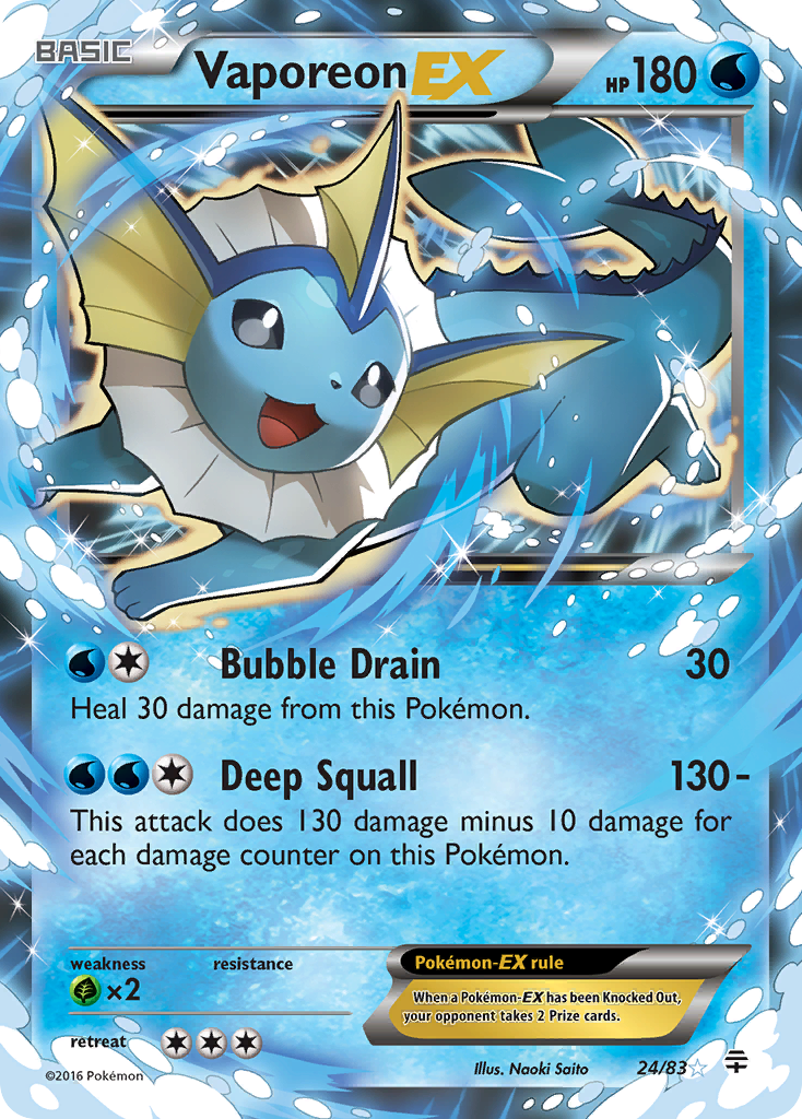 Vaporeon EX (24/83) [XY: Generations] | Exor Games Summserside