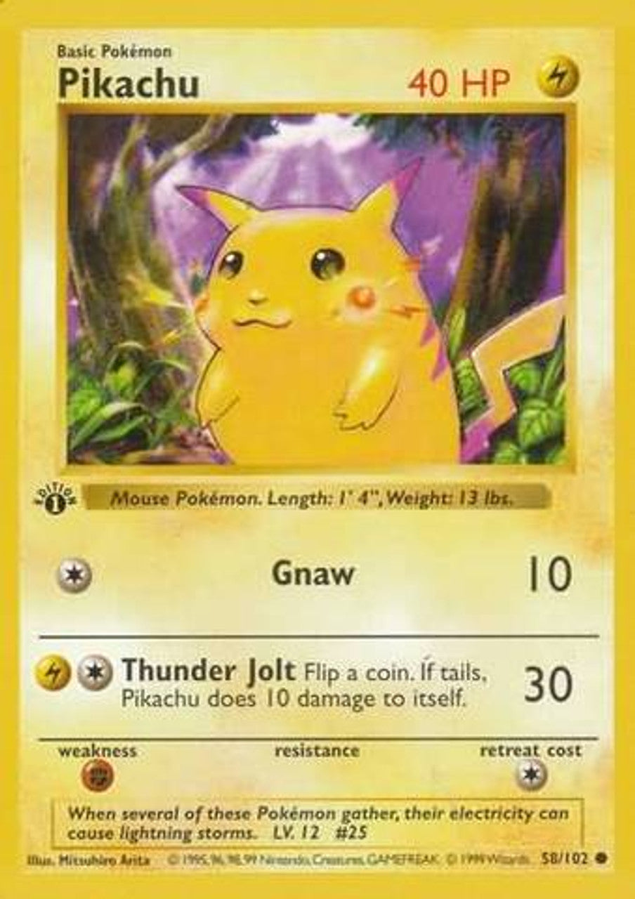 Pikachu (58/102) (Red Cheeks Misprint) [Base Set 1st Edition] | Exor Games Summserside