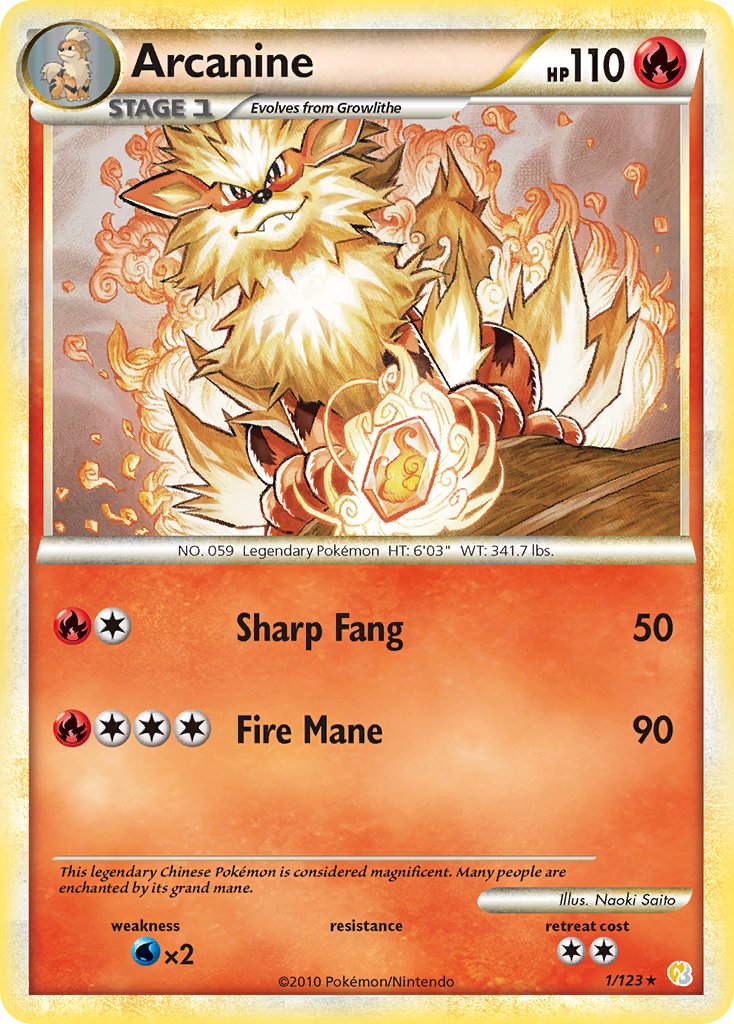 Arcanine (1/123) (Theme Deck Exclusive) [HeartGold & SoulSilver: Base Set] | Exor Games Summserside