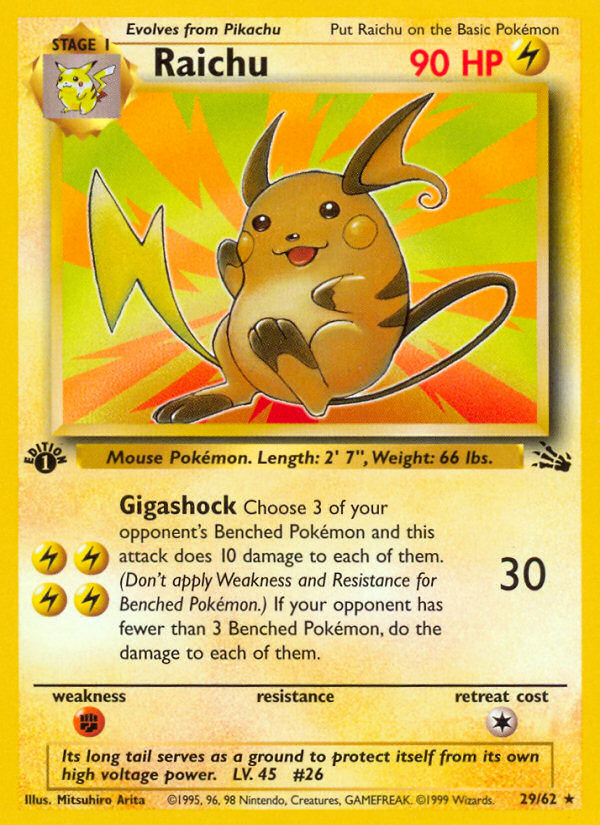 Raichu (29/62) [Fossil 1st Edition] | Exor Games Summserside