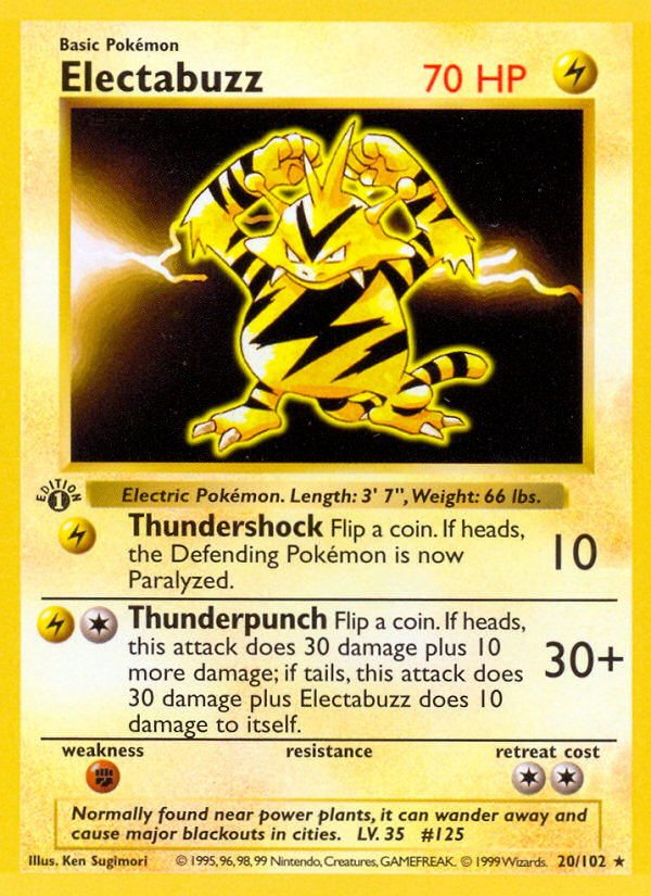 Electabuzz (20/102) (Shadowless) [Base Set 1st Edition] | Exor Games Summserside