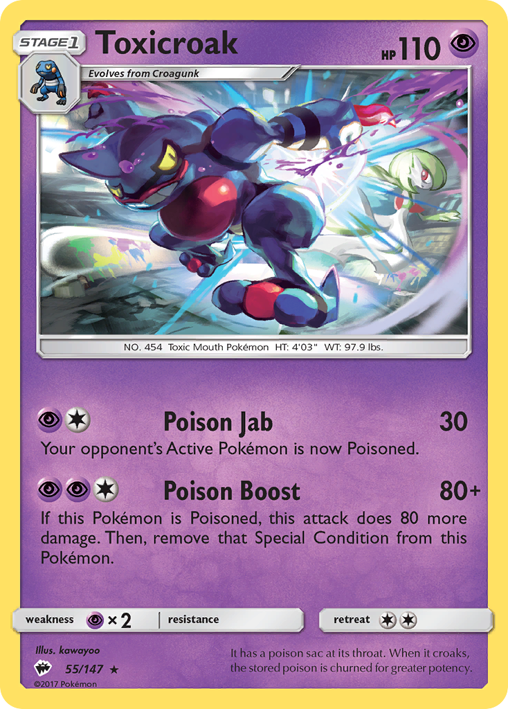 Toxicroak (55/147) [Sun & Moon: Burning Shadows] | Exor Games Summserside