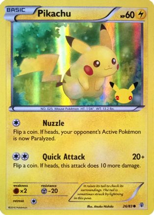 Pikachu (26/83) (20th Anniversary) [XY: Generations] | Exor Games Summserside