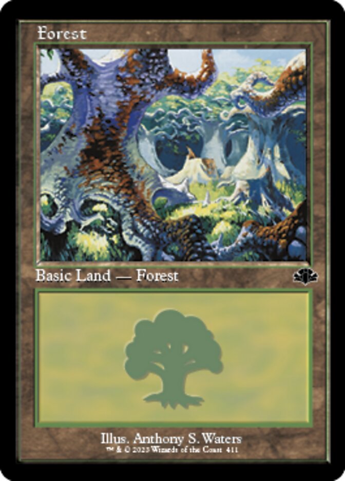 Forest (411) (Retro) [Dominaria Remastered] | Exor Games Summserside