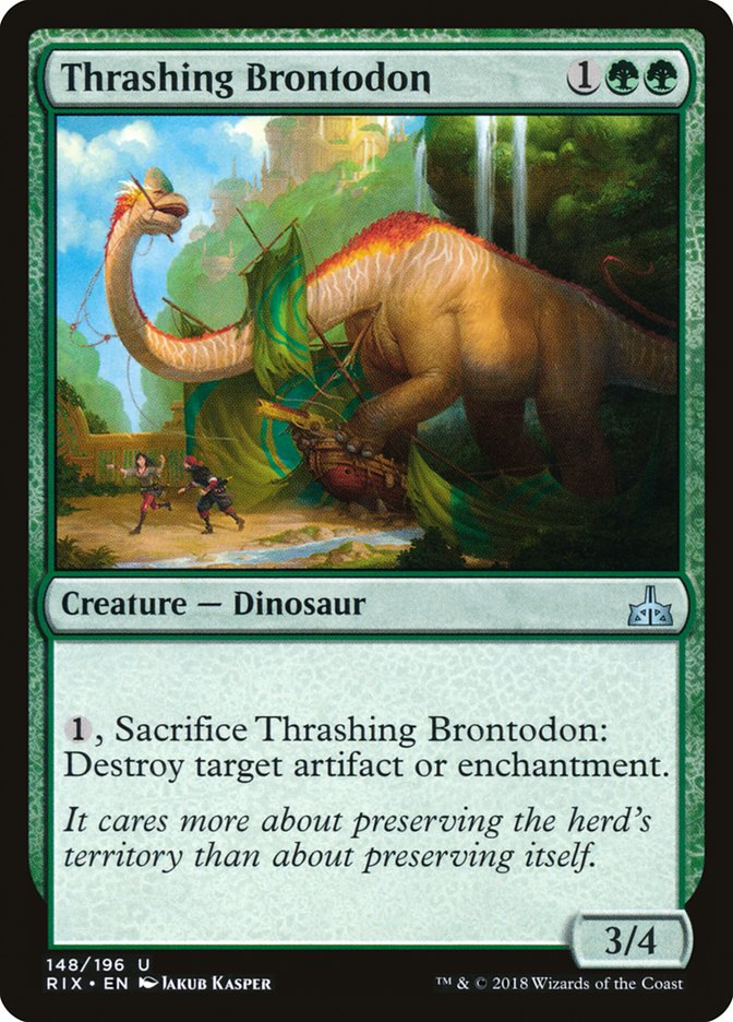 Thrashing Brontodon [Rivals of Ixalan] | Exor Games Summserside