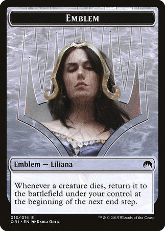 Emblem - Liliana, Defiant Necromancer [Magic Origins Tokens] | Exor Games Summserside