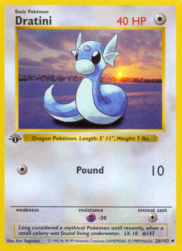 Dratini (26/102) (Shadowless) [Base Set 1st Edition] | Exor Games Summserside