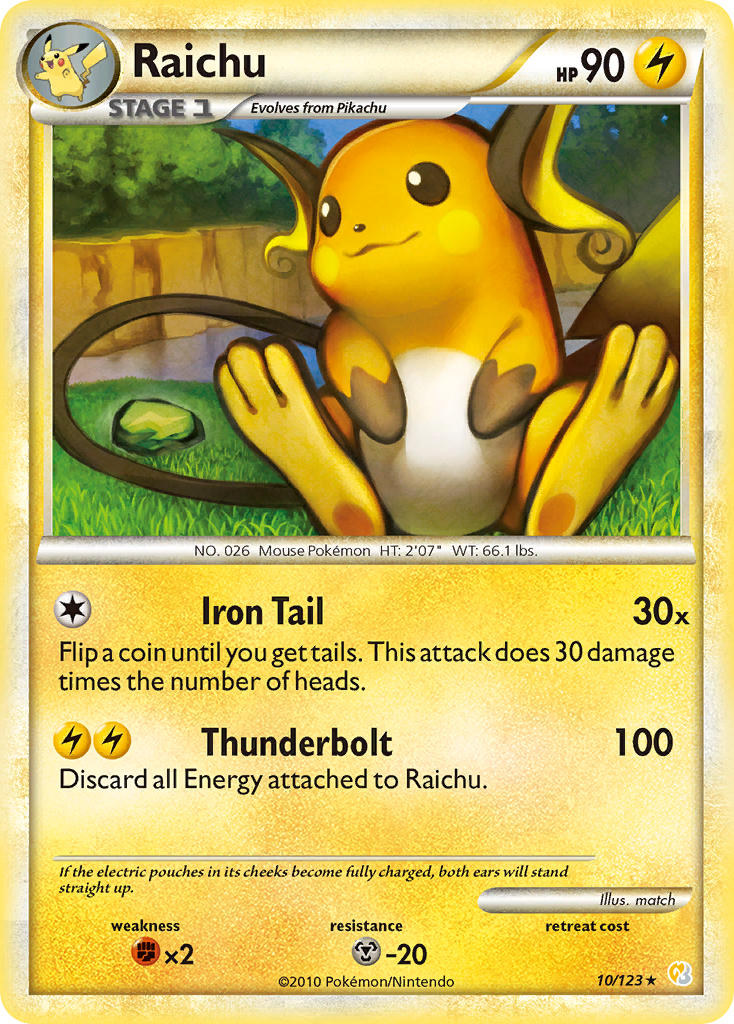 Raichu (10/123) [HeartGold & SoulSilver: Base Set] | Exor Games Summserside