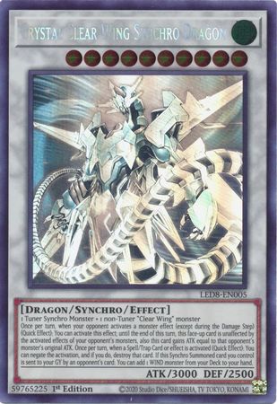 Crystal Clear Wing Synchro Dragon [LED8-EN005] Ghost Rare | Exor Games Summserside