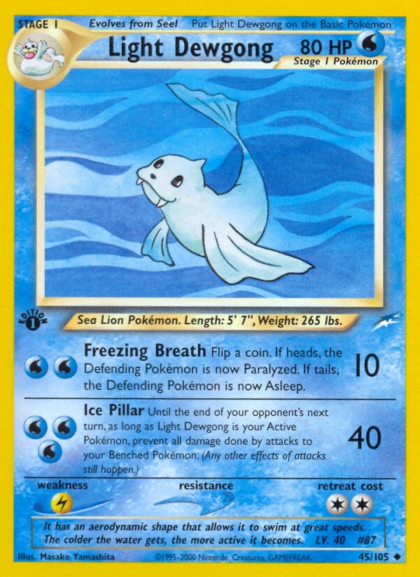 Light Dewgong (45/105) [Neo Destiny 1st Edition] | Exor Games Summserside
