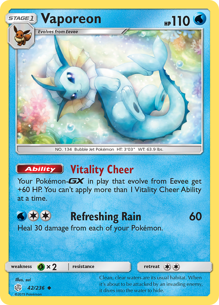 Vaporeon (42/236) [Sun & Moon: Cosmic Eclipse] | Exor Games Summserside