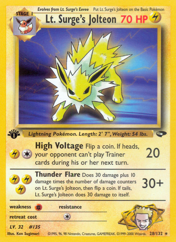 Lt. Surge's Jolteon (28/132) [Gym Challenge 1st Edition] | Exor Games Summserside