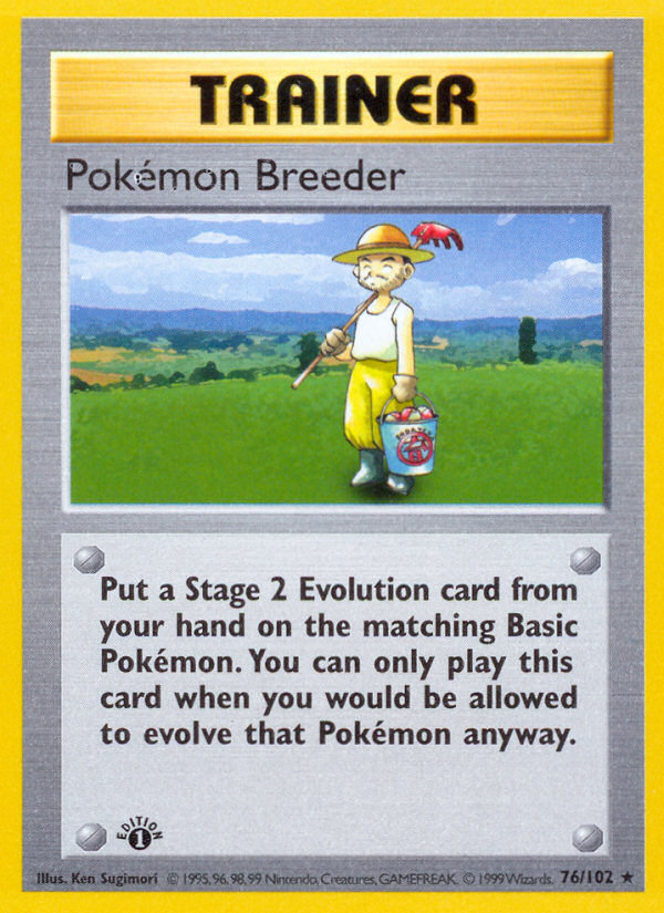 Pokemon Breeder (76/102) (Shadowless) [Base Set 1st Edition] | Exor Games Summserside