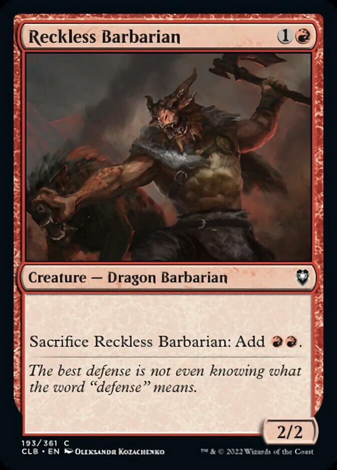 Reckless Barbarian [Commander Legends: Battle for Baldur's Gate] | Exor Games Summserside