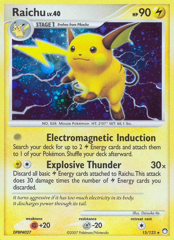 Raichu (15/123) [Diamond & Pearl: Mysterious Treasures] | Exor Games Summserside