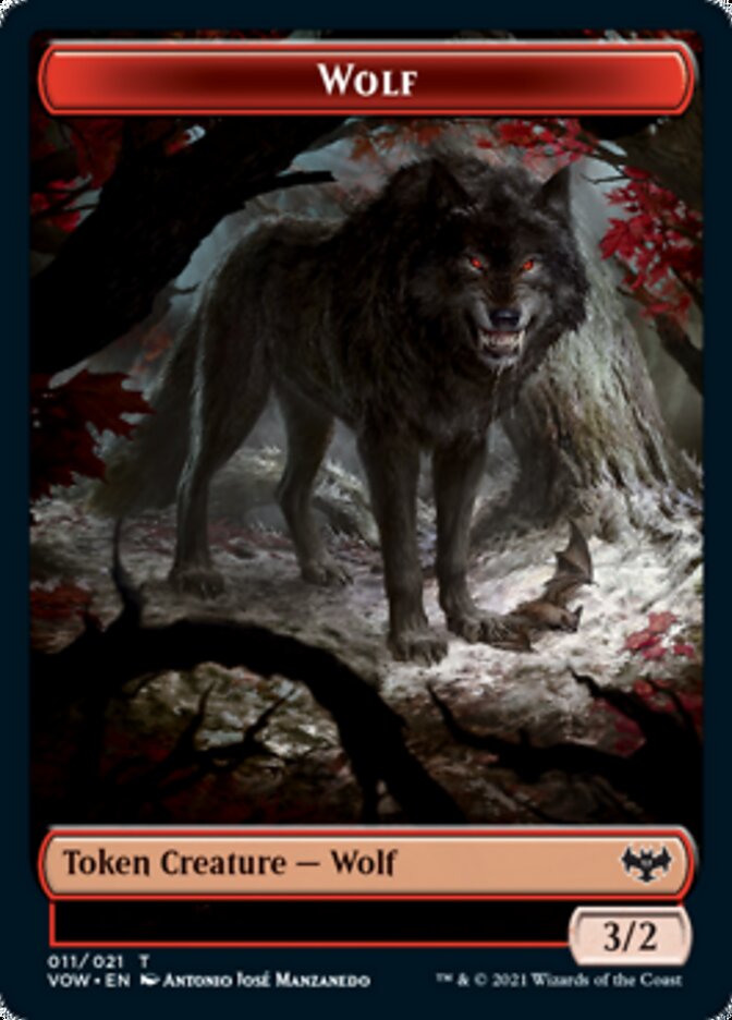 Wolf (011) // Spirit (002) Double-sided Token [Innistrad: Crimson Vow Tokens] | Exor Games Summserside