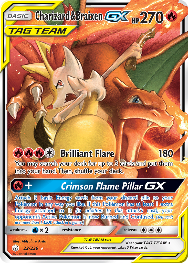 Charizard & Braixen GX (22/236) [Sun & Moon: Cosmic Eclipse] | Exor Games Summserside