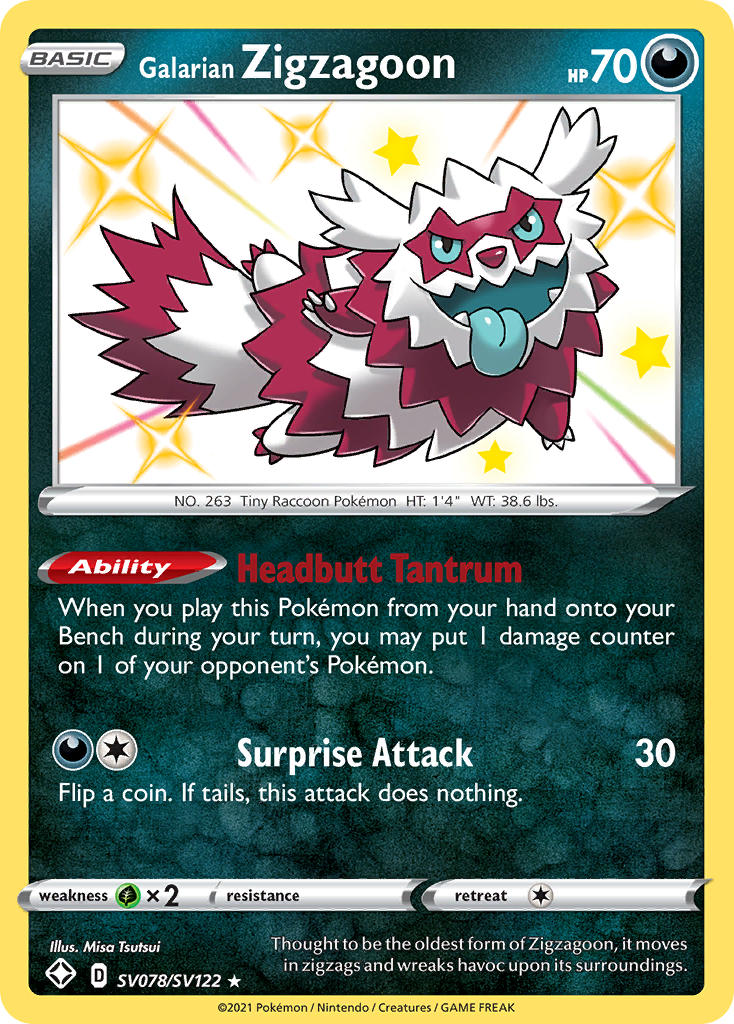 Galarian Zigzagoon (SV078/SV122) [Sword & Shield: Shining Fates] | Exor Games Summserside