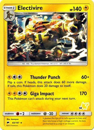 Electivire (43/147) (Pikachu Stamp #53) [Battle Academy 2020] | Exor Games Summserside