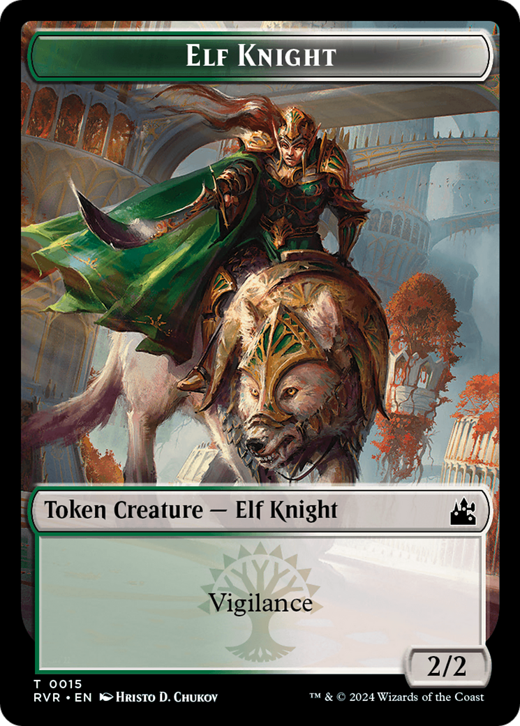 Elf Knight // Rhino Double-Sided Token [Ravnica Remastered Tokens] | Exor Games Summserside