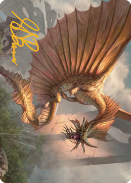 Ancient Gold Dragon Art Card (28) (Gold-Stamped Signature) [Commander Legends: Battle for Baldur's Gate Art Series] | Exor Games Summserside