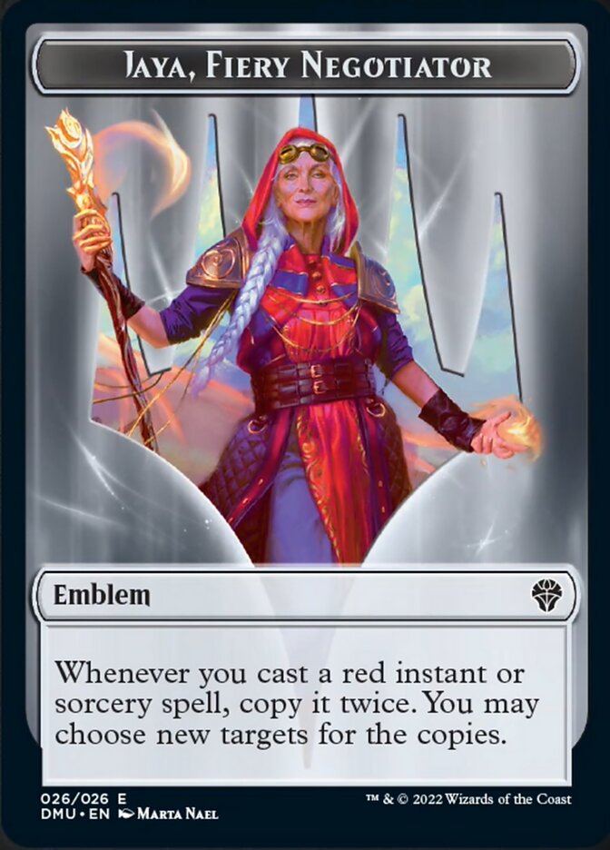 Jaya, Fiery Negotiator Emblem [Dominaria United Tokens] | Exor Games Summserside
