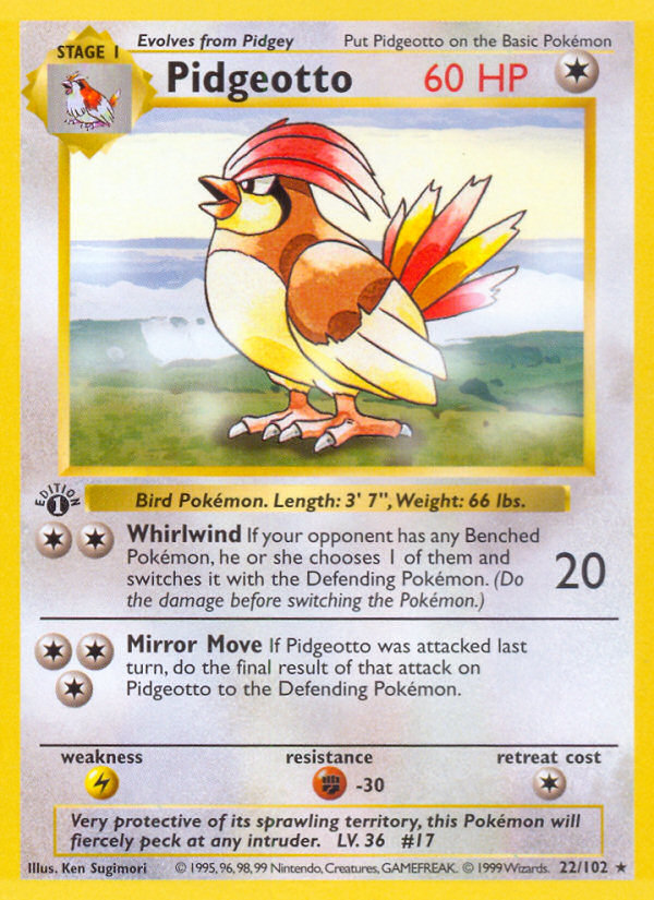 Pidgeotto (22/102) (Shadowless) [Base Set 1st Edition] | Exor Games Summserside