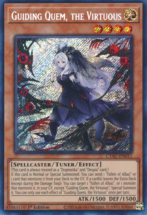 Guiding Quem, the Virtuous [CYAC-EN011] Secret Rare | Exor Games Summserside