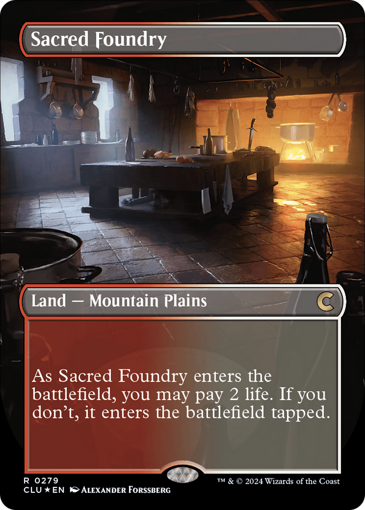 Sacred Foundry (Borderless) [Ravnica: Clue Edition] | Exor Games Summserside