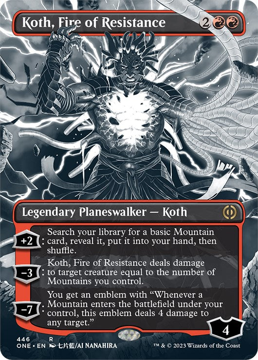 Koth, Fire of Resistance (Borderless Manga Step-and-Compleat Foil) [Phyrexia: All Will Be One] | Exor Games Summserside