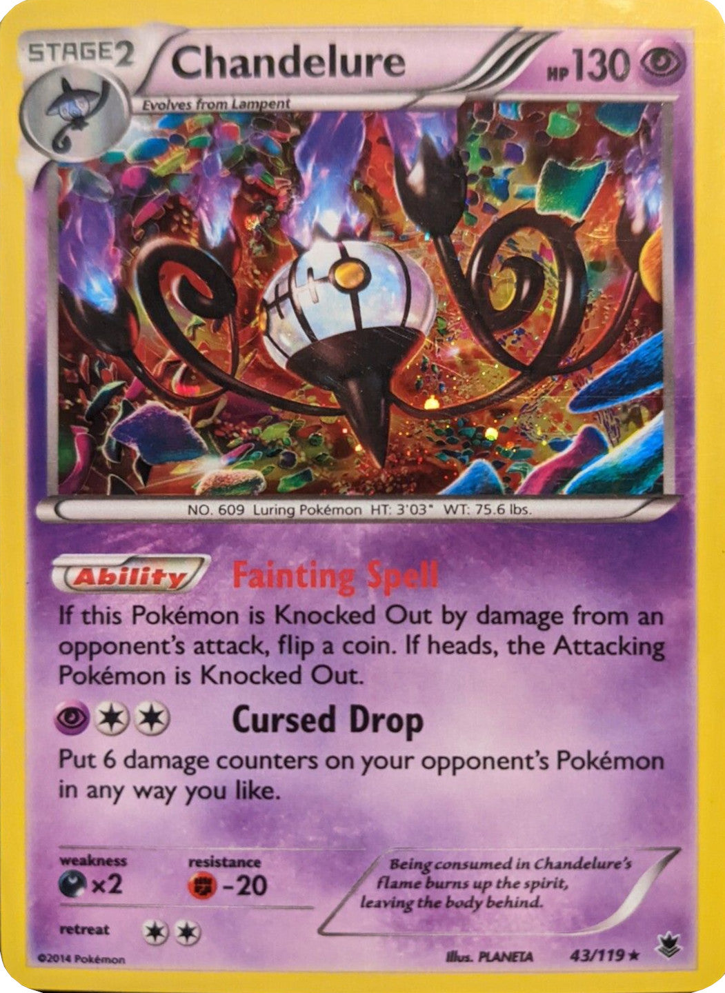 Chandelure (43/119) (Cosmos Holo) [XY: Phantom Forces] | Exor Games Summserside