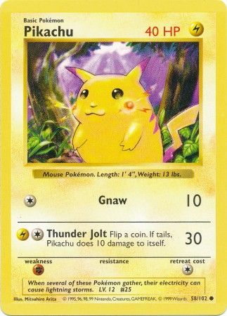 Pikachu (58/102) (Red Cheeks Misprint) [Base Set Shadowless Unlimited] | Exor Games Summserside