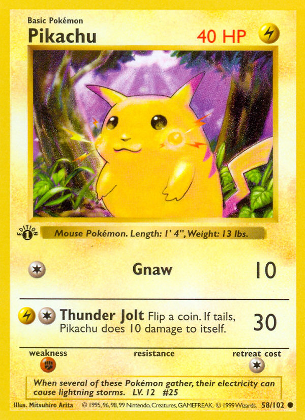 Pikachu (58/102) (Shadowless) [Base Set 1st Edition] | Exor Games Summserside