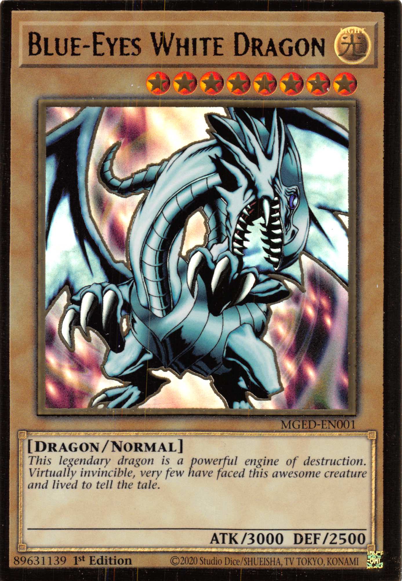 Blue-Eyes White Dragon (Alternate Art) [MGED-EN001] Gold Rare | Exor Games Summserside