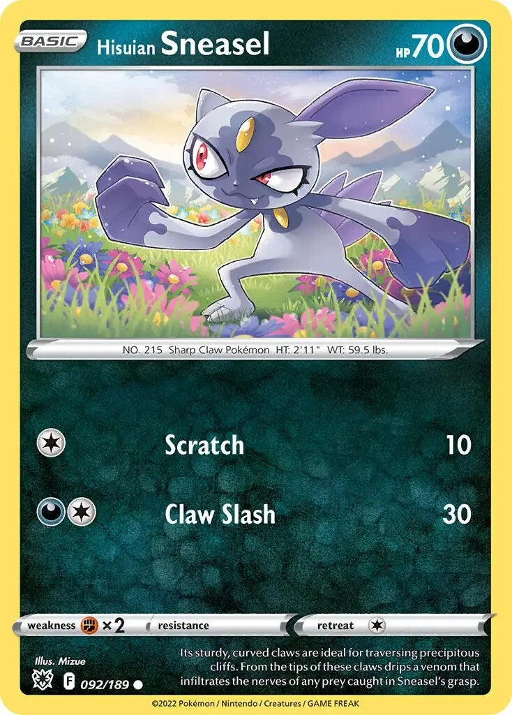 Hisuian Sneasel (092/189) (Theme Deck Exclusive) [Sword & Shield: Astral Radiance] | Exor Games Summserside