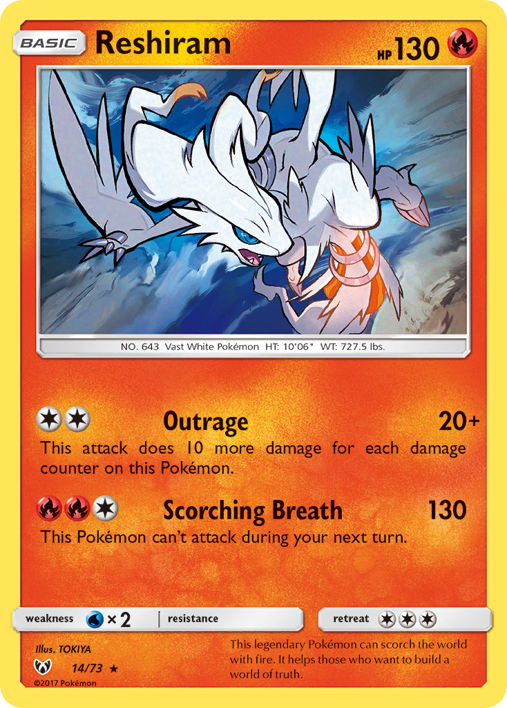 Reshiram (14/73) [Sun & Moon: Shining Legends] | Exor Games Summserside