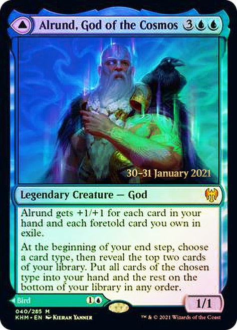 Alrund, God of the Cosmos // Hakka, Whispering Raven  [Kaldheim Prerelease Promos] | Exor Games Summserside