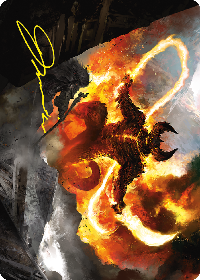 The Balrog, Flame of Udun Art Card (Gold-Stamped Signature) [The Lord of the Rings: Tales of Middle-earth Art Series] | Exor Games Summserside