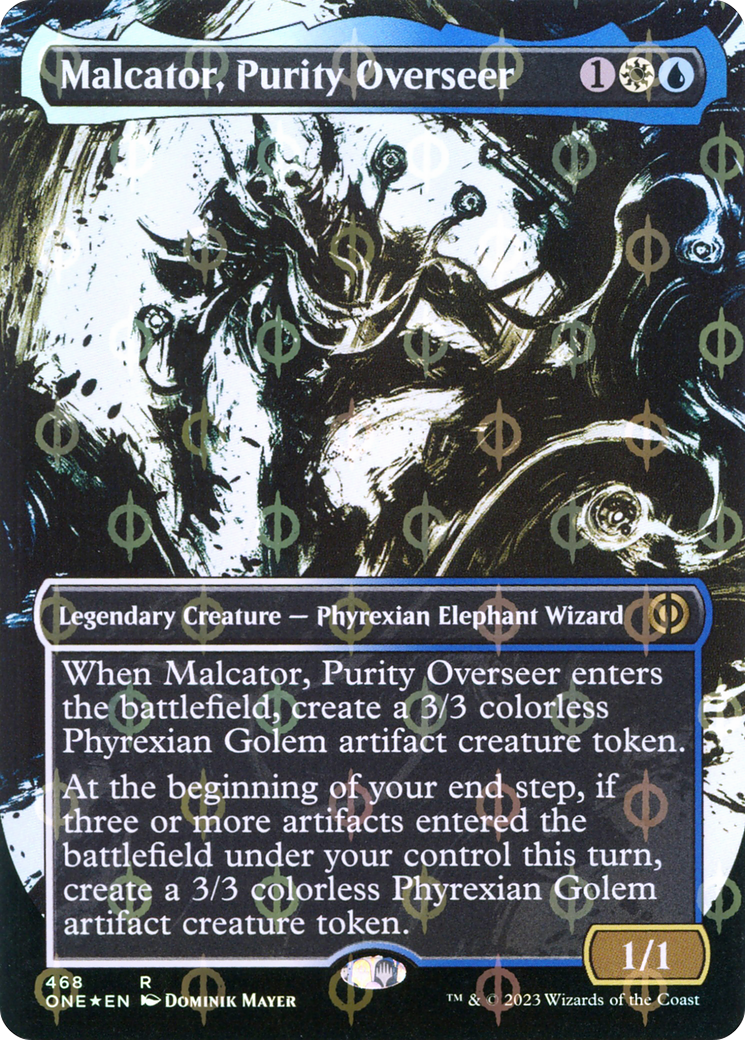 Malcator, Purity Overseer (Borderless Ichor Step-and-Compleat Foil) [Phyrexia: All Will Be One] | Exor Games Summserside